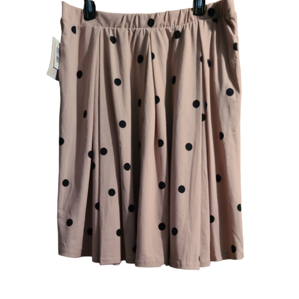 LLR LuLaRoe Madison Pink & Black Polkadot Skirt Plus Sz 2XL NWT - Picture 2 of 6